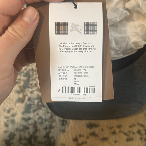 Limited edition Burberry TB Logo Jersey Cotton BaseBall Cap - Medium - Dark grey - Picture 4 of 4